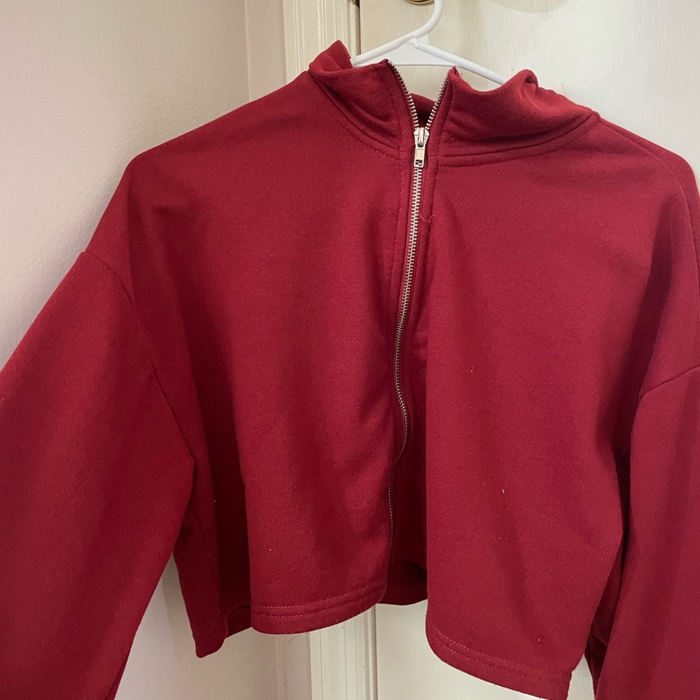 forever 21 cropped zip up sweatshirt